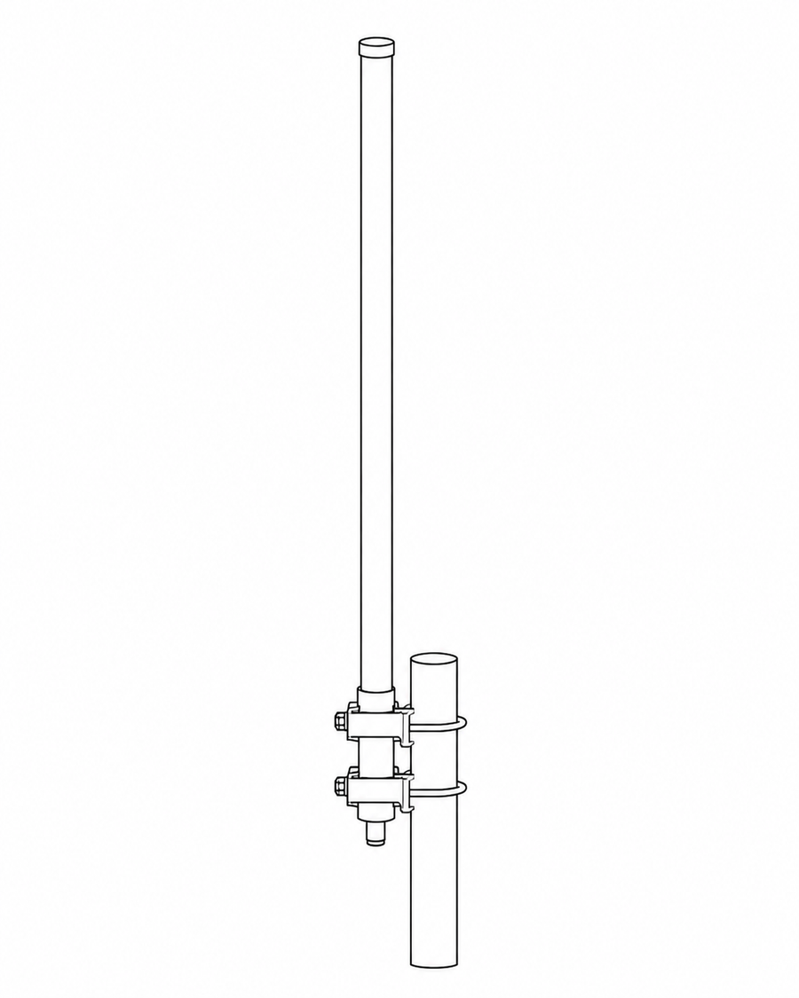 Wall-mounted antenna, 59 cm, incl. bracket and adapter N(m)/SMA(f)