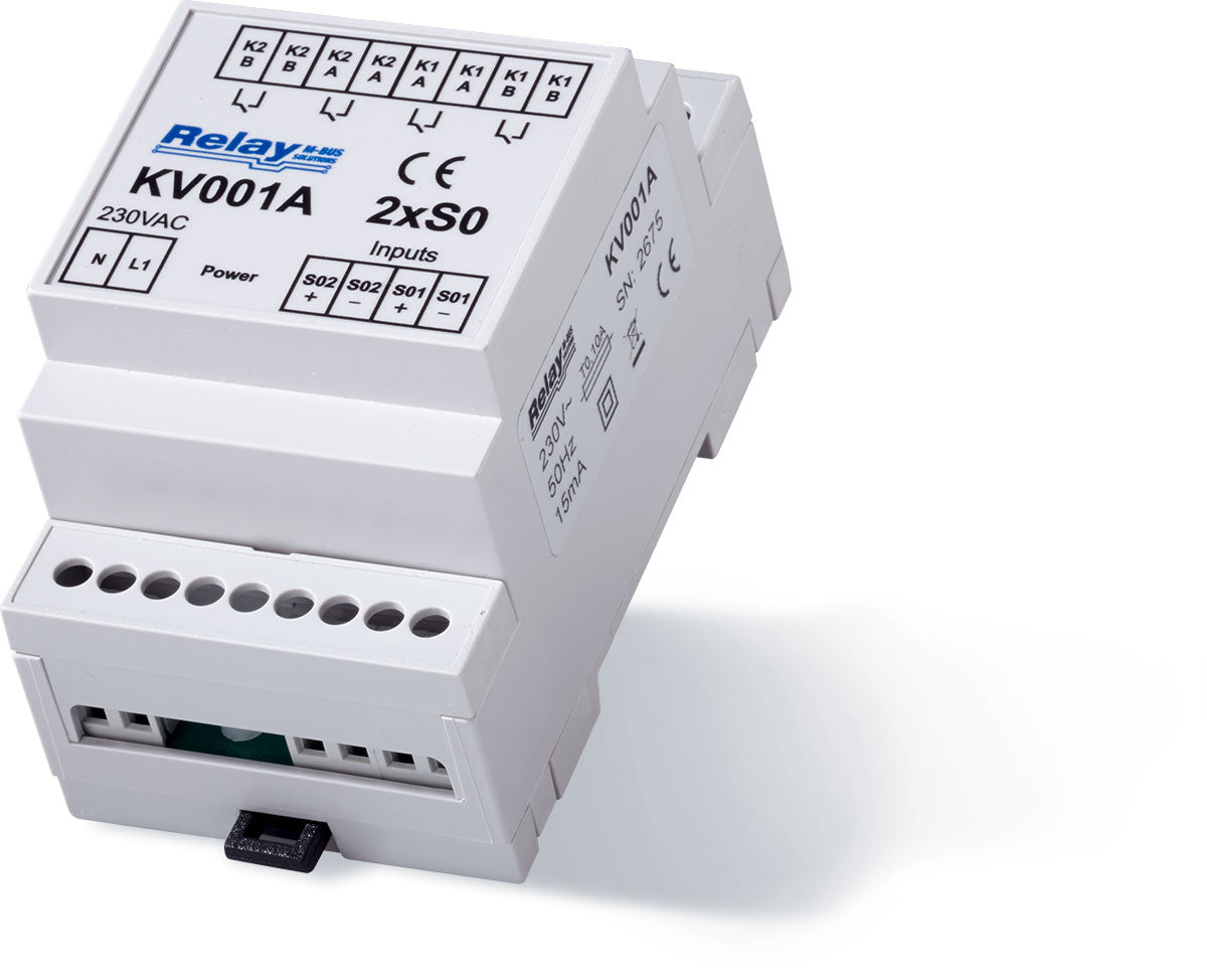 2-channel S0 converter and pulse doubler, 230VAC, for DIN rail